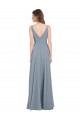 Cheap Fitted V-Neckline Long Chiffon Bridesmaid Dress with V-Back UK