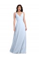 Cheap Long Floor Length V-Neck Chiffon Bridesmaid Dress with Keyhole Back UK