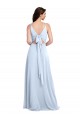 Cheap Long Floor Length V-Neck Chiffon Bridesmaid Dress with Keyhole Back UK