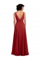 Cheap Fitted Plunging Deep V-Neck Long Chiffon Bridesmaid Dress with V-Back UK