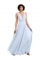 Cheap Daring Plunging V-Neck Long Chiffon Bridesmaid Dress with Pleated Bodice UK
