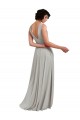 Cheap Daring Plunging V-Neck Long Chiffon Bridesmaid Dress with Pleated Bodice UK