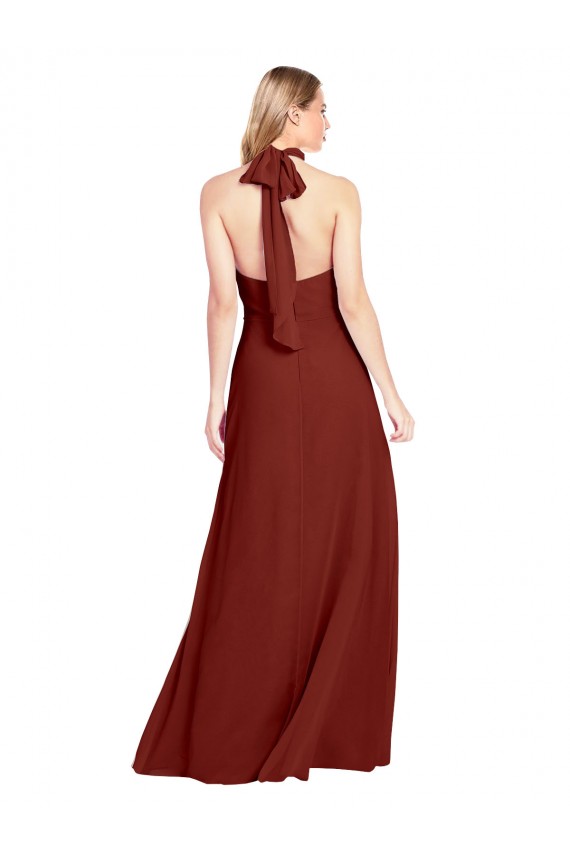 Cheap Slim High Neck Halter Fitted Open Back Chiffon Bridesmaid Dress / Prom Dress UK