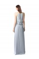 Cheap High Narrow Neck Long Chiffon Bridesmaid Dress with Tiered Ruffles UK