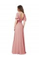 Cheap Flutter Sleeves Plunging V-Neck Boho Chiffon Bridesmaid Dress UK