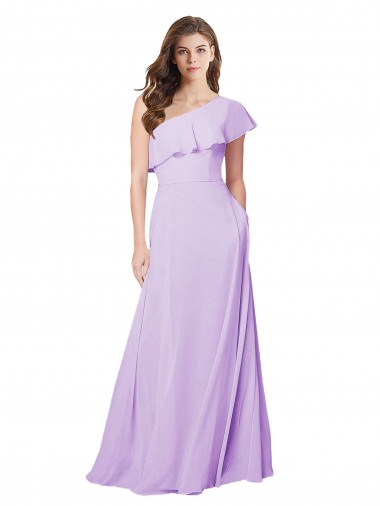 Cheap Draped One Shoulder Long Chiffon Bridesmaid Dress  UK