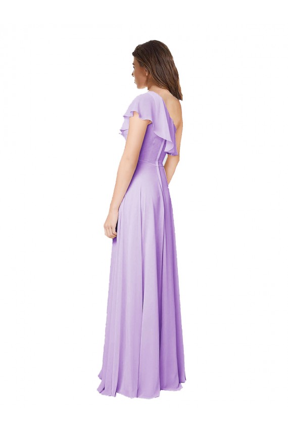 Cheap Draped One Shoulder Long Chiffon Bridesmaid Dress  UK