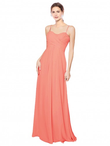 Cheap Empire Waist Spaghetti Straps Sweetheart Chiffon Bridesmaid Dress UK