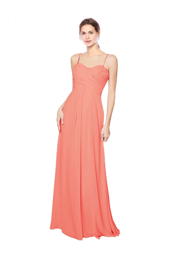 Cheap Empire Waist Spaghetti Straps Sweetheart Chiffon Bridesmaid Dress UK