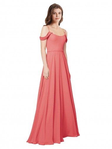Cheap Draped Off the Shoulder Straps Chiffon Bridesmaid Dress UK