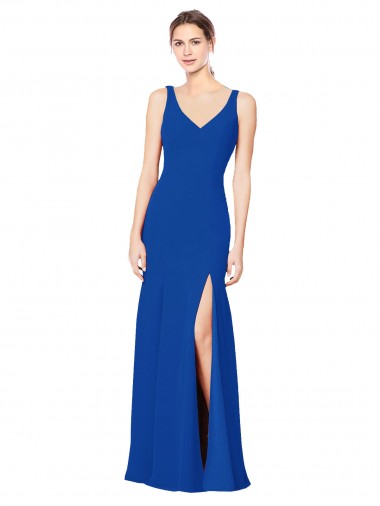 Cheap Low Back Sleeveless Chiffon Bridesmaid Dress with Side Slit UK