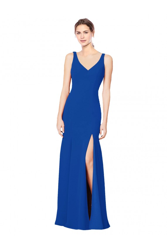 Cheap Low Back Sleeveless Chiffon Bridesmaid Dress with Side Slit UK