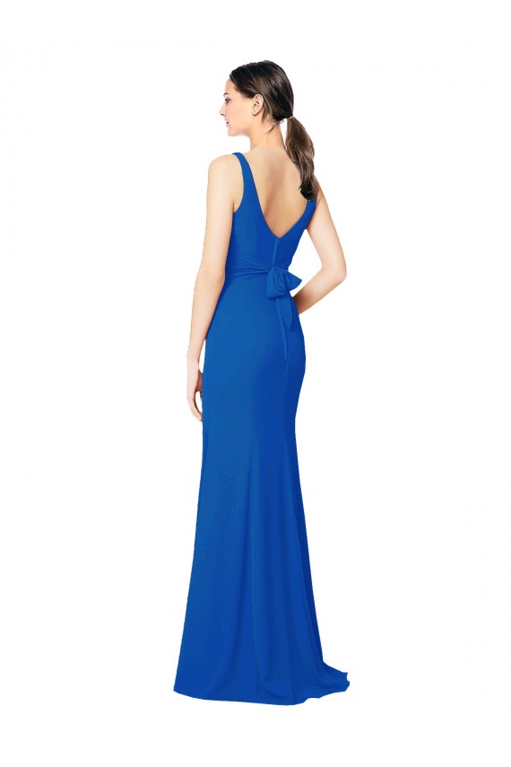 Cheap Low Back Sleeveless Chiffon Bridesmaid Dress with Side Slit UK