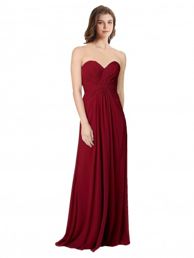 Cheap Draped Sweetheart Long Grecian Inspired Chiffon Bridesmaid Dress UK