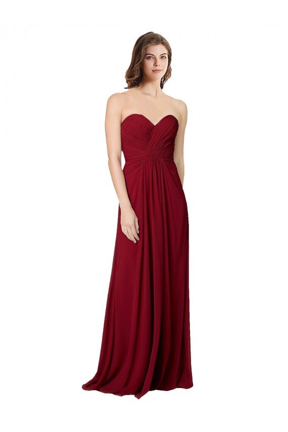 Cheap Draped Sweetheart Long Grecian Inspired Chiffon Bridesmaid Dress UK