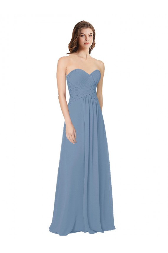 Cheap Chiffon A-Line Wraparound Draping Long Bridesmaid Dress UK