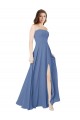 Cheap Strapless Long Chiffon Bridesmaid Dress with Front Slit UK