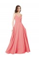 Cheap Crossover Bodice Long Chiffon Bridesmaid Dress with Double Back Straps UK