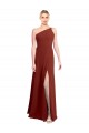 Cheap Fit and Flare One Shoulder Long Chiffon Bridesmaid Dress with High Slit UK