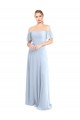 Cheap Off the Shoulder Flutter Sleeves Long Chiffon Bridesmaid Dress UK
