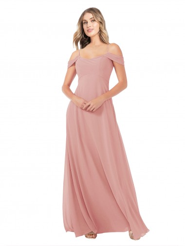 Cheap Draped Shoulder Sash Back Chiffon Bridesmaid Dress UK
