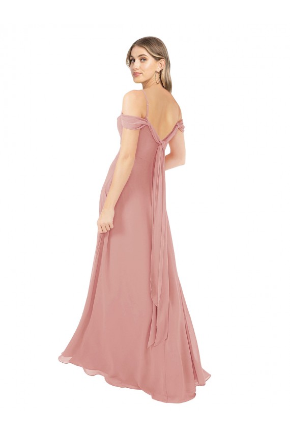 Cheap Draped Shoulder Sash Back Chiffon Bridesmaid Dress UK