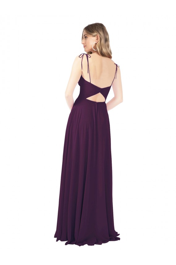 Cheap Chiffon Bridesmaid Dress with Front Slit and Keyhole Back UK