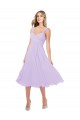 Cheap Draped Midi Length Chiffon Cocktail Bridesmaid Dress with Ruched Bodice UK