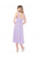 Cheap Draped Midi Length Chiffon Cocktail Bridesmaid Dress with Ruched Bodice UK