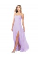 Cheap Draped Sweetheart Chiffon Bridesmaid Dress with High Slit UK