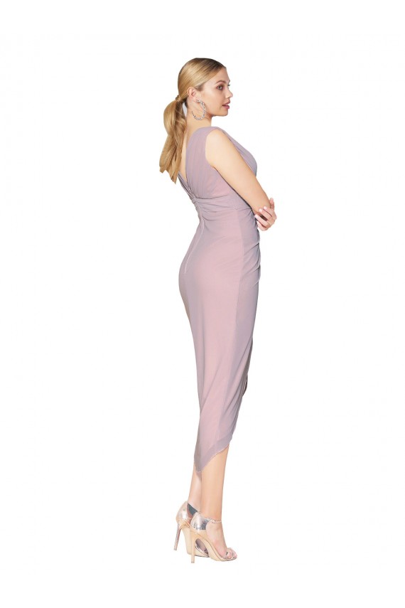Cheap Cocktail Length High Low Mermaid Chiffon Wrapped Bridesmaid Dress / Formal Prom Dress UK