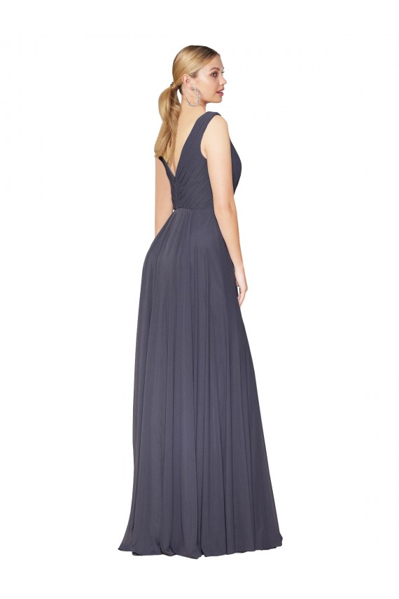 Cheap Floor Length High Neck V-Back Chiffon Bridesmaid Dress / Formal Prom Dress UK