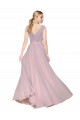 Cheap Draped V-Neck Long Chiffon Bridesmaid Dress / Formal Prom Dress with Shirred Bodice UK