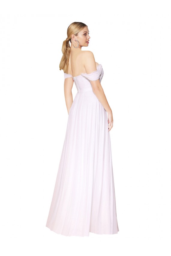 Cheap Off the Shoulder Long Full Length Chiffon Bridesmaid Dress / Formal Prom Dress UK