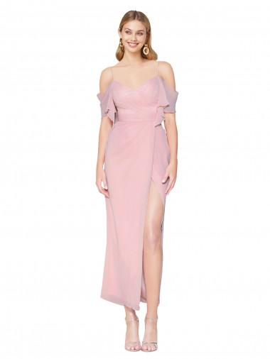 Cheap Mermaid Cold Shoulder Short Knee Length Chiffon Bridesmaid Dress / Formal Prom Dress UK