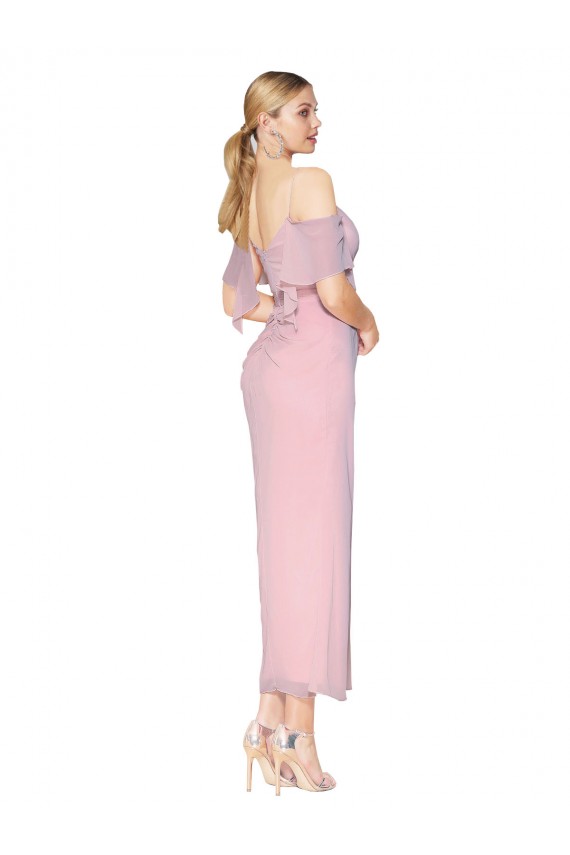 Cheap Mermaid Cold Shoulder Short Knee Length Chiffon Bridesmaid Dress / Formal Prom Dress UK