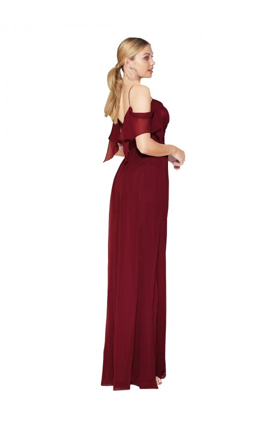 Cheap Cold Shoulder Long Mermaid Chiffon Bridesmaid Dress / Formal Prom Dress with Straps UK