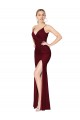 Cheap Floor Length High Neck Chiffon Bridesmaid Dress / Formal Prom Dress with Side Slit UK