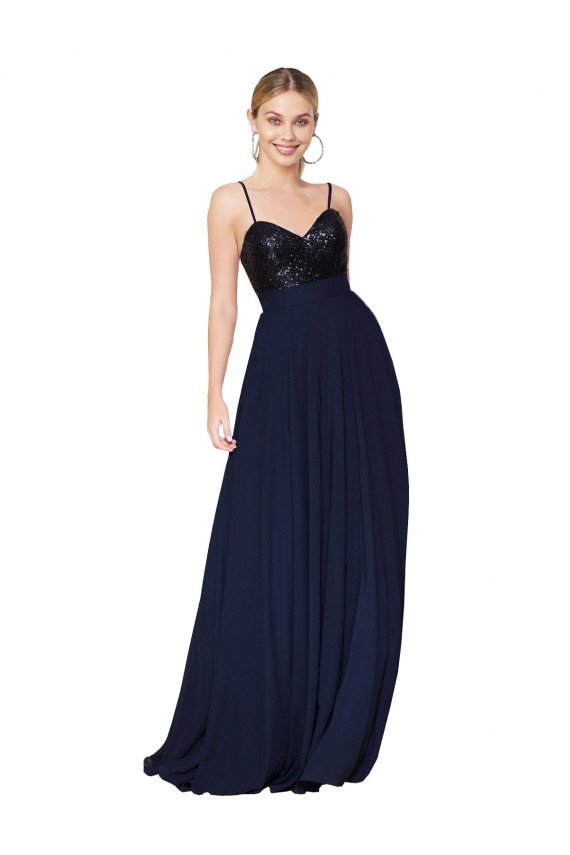 Cheap Sweetheart High Neck Sequin Top Long Chiffon Bridesmaid Dress / Prom Dress UK