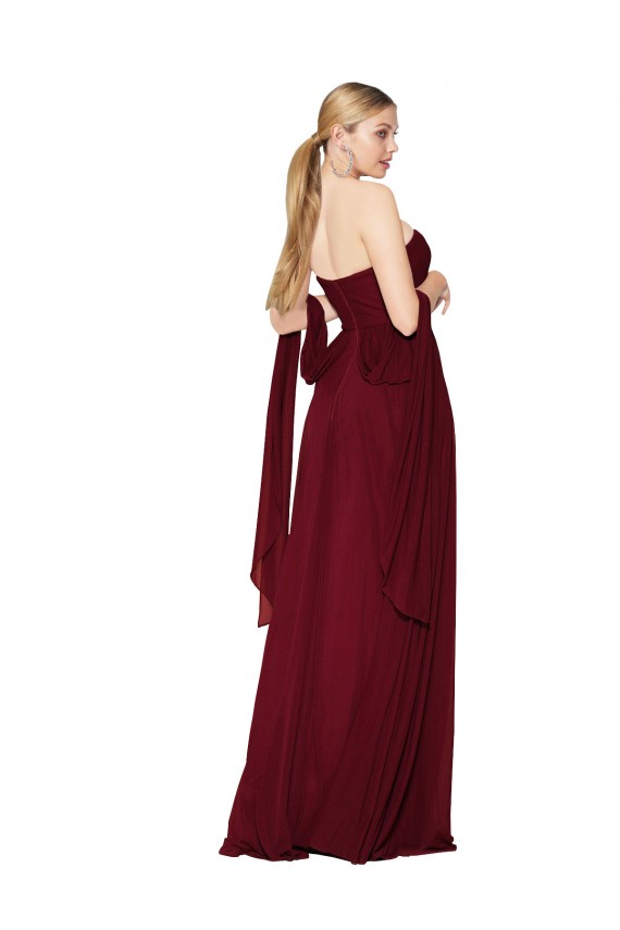 Cheap Draped Strapless Long A-Line Chiffon Bridesmaid Dress / Formal Prom Dress UK