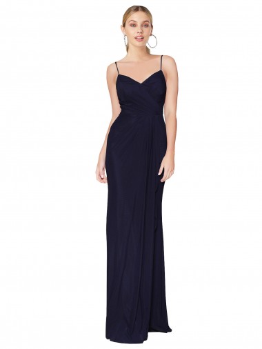 Cheap Draped Spaghetti Straps Long Chiffon Mermaid Bridesmaid Dress / Formal Prom Dress UK