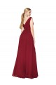 Cheap Draped Mermaid Long V-Neck Chiffon Bridesmaid Dress / Formal Prom Dress with High Slit UK
