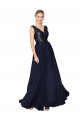 Cheap High Neck V-Neck Long Chiffon Bridesmaid Dress / Prom Dress with Sequin Top UK