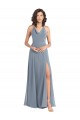 Cheap Slim A-Line Cowl Neck Long Chiffon Bridesmaid Dress with Side High Slit UK