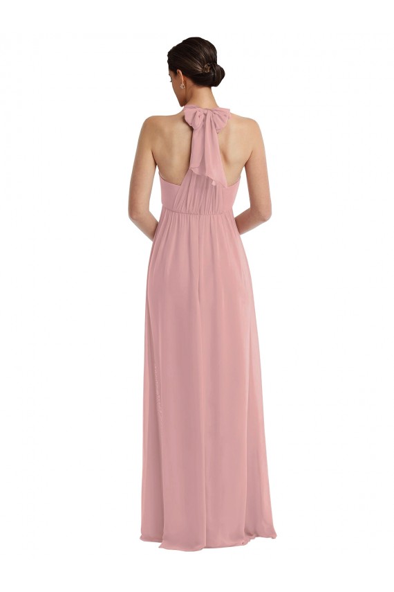 Cheap Empire Waist Long Halter Maxi Bridesmaid Dress UK