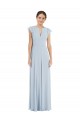 Cheap Flutter Sleeve V Keyhole Chiffon Maxi Formal Bridesmaid Dress UK