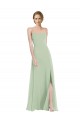 Cheap Scoop Neck Tie Strap Maxi Bridesmaid Dress with Front Slit UK