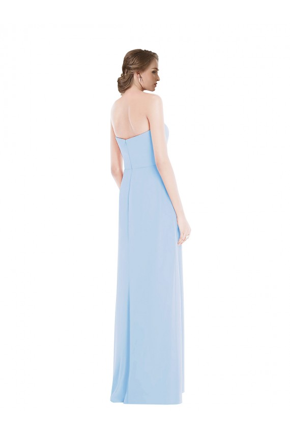 Cheap Strapless Sweetheart Maxi Bridesmaid Dress with Pleated Front Slit UK