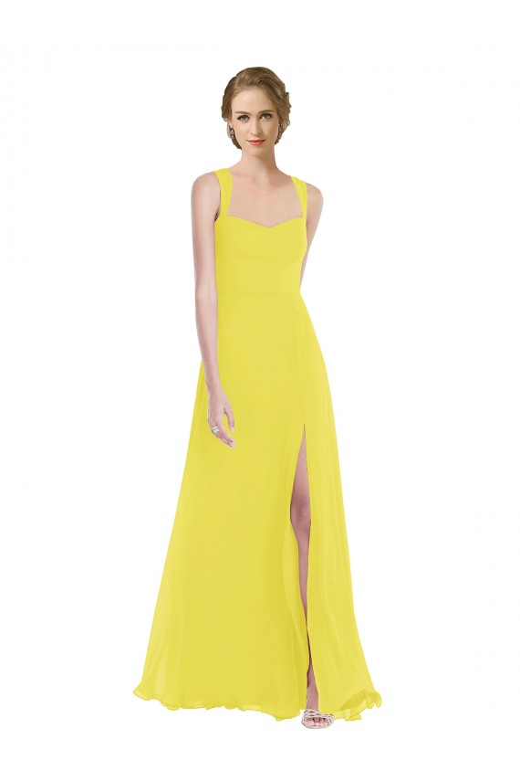 Cheap Wide Strap Sweetheart Maxi Bridesmaid Dress UK