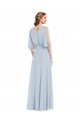 Cheap V-Neck Split Sleeves Blouson Bodice Maxi Bridesmaid Dress UK